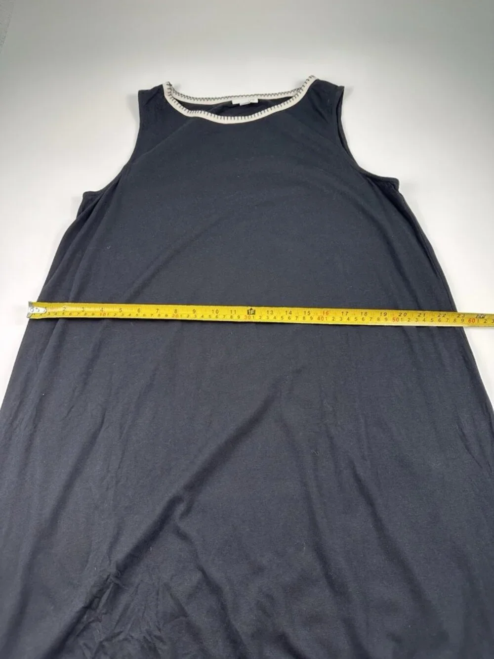 J. Jill Women’s Black Sheath Dress Crochet Hem shift Soft Modal Blend L - Picture 8 of 9